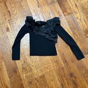 Elegant Black Ruffled Women's Top